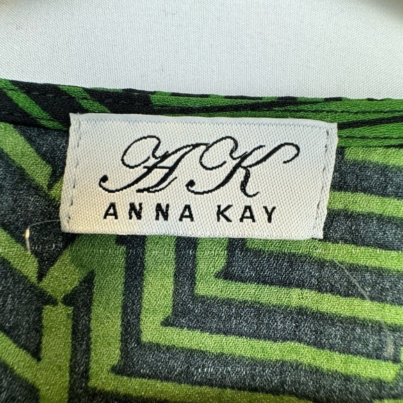 Anna Kay An’ge Orfyrie Dress Long Sleeves Green Tropical Print Lightweight Small - Picture 11 of 12